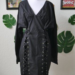 Sexy Black Corset Hem Bodycon Dress Size Medium